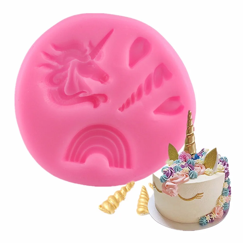 

Creative DIY Mini 3D Unicorn Silicone Cake Mold Useful Handmade Unicoens Fondant/Cake Decorating Mold Food Tools Free Shipping