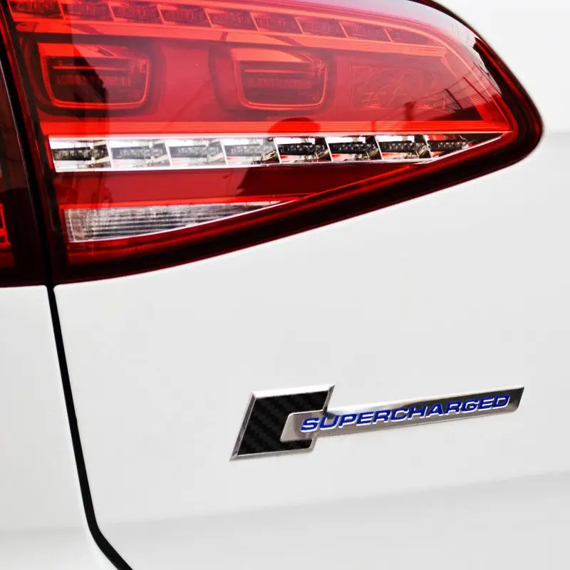 

2 Pcs Blue Supercharged carbon fiber Emblem Badge FIT VW MK6 mk7 Golf 7 6 Tiguan CC Jetta SCIROCCO R