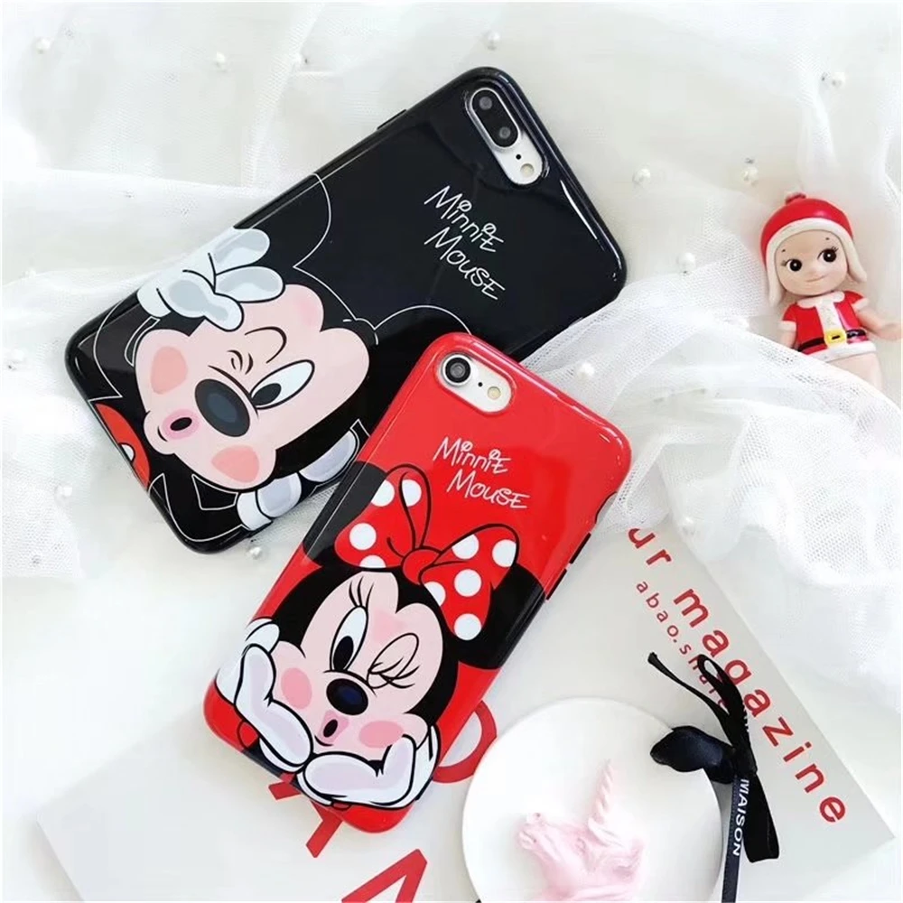 Case For Iphone 8 Cute Mickey Minnie Mouse Pattern Couples Phone Cases IPhone Plus IMD Soft TPU Glossy Back Covers Fundas |
