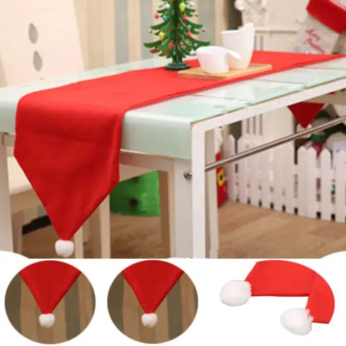 

34X176CM Christmas Table Runner Mat Tablecloth Christmas Flag Home Party Decor Red Table Runners