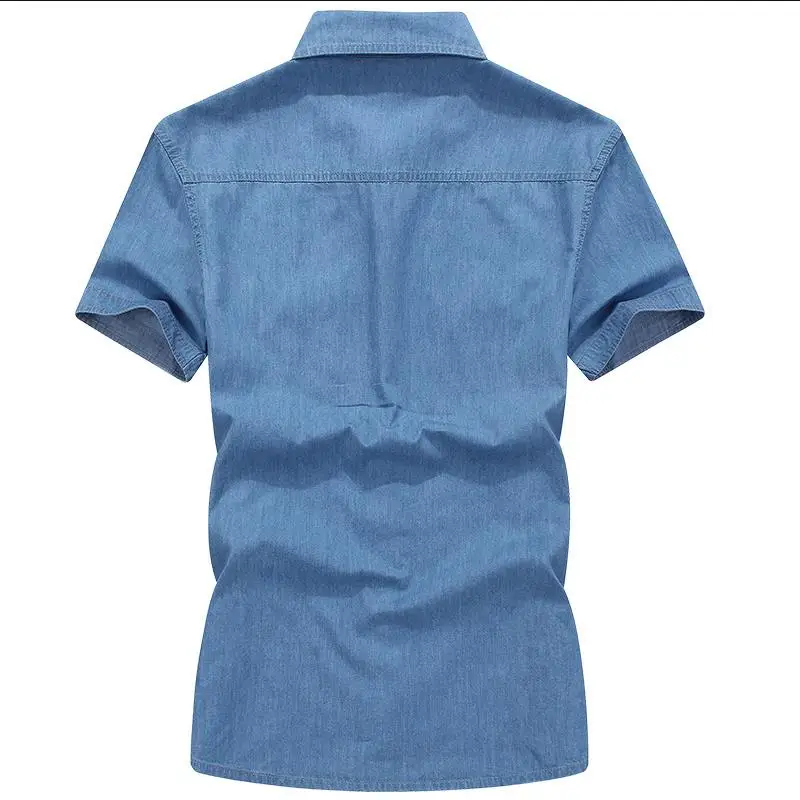 Summer new men's short sleeved denim shirt thin breathable youth large code shirt Summer new men's short sleeved denim shirt thin breathable youth large code shirt