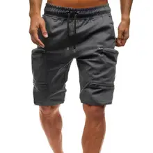 Мужские модные шорты с карманами летние эластичные спортивные шорты со средней талией для фитнеса повседневные однотонные шорты для тренировок