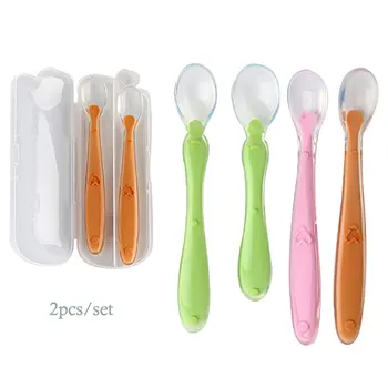 

Food Grade Silicone Baby Spoon For Newborn Feeding Spoon Baby 2pcs/set
