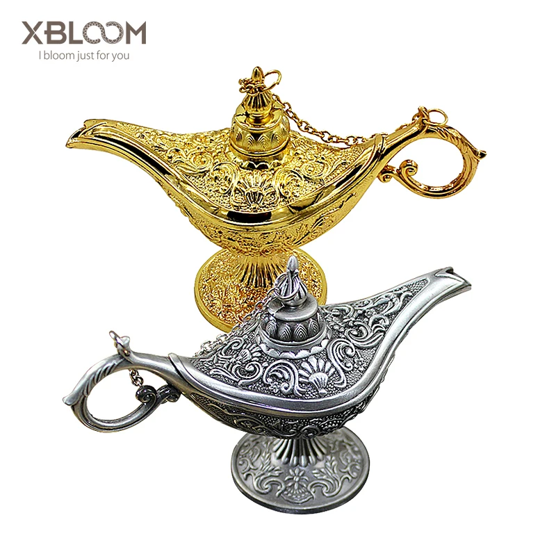 

Genie Lamp New Aladdin Lamp Rare Legend Magic Incense Burners Retro Genie Wishing Oil Lamp Garden Vase Home Wedding Decor Muslim