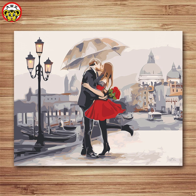 Масляная краска kiss in love картина по номерам сделай сам рисунок раскраска на холсте