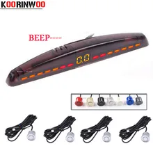 Koorinwoo Auto Elettromagnetico Sensore di Parcheggio 4 Reverse Backup Radar Alert Audio Indicatore Sistema Sonda 12 V Parktronic Nero Rosso