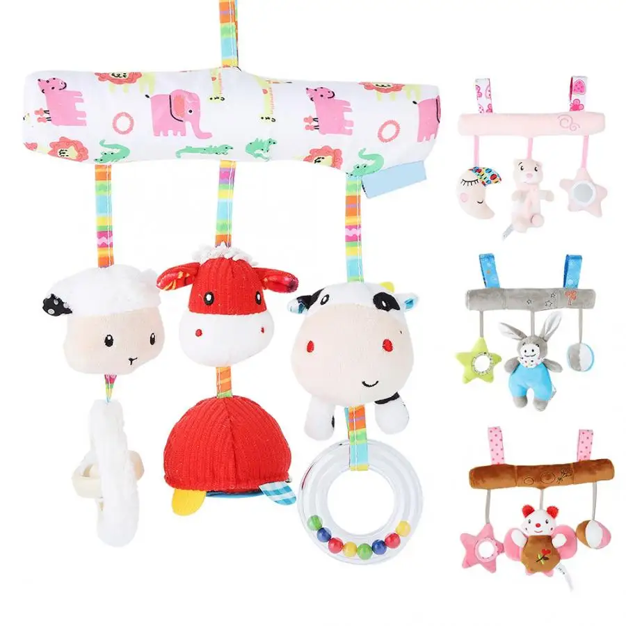 

Rattles Stroller Toy Baby Infant Crossbar Animal Soft Handing Bell Crib Rattle Pendant Toy Educational Colorful Toys baby toys