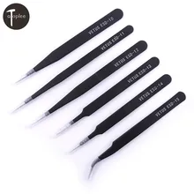 6 шт. Профессиональный антистатический антимагнитный антипригарный точный ESD пинцет 45 градусов угловой наконечник Инструменты для ремонта