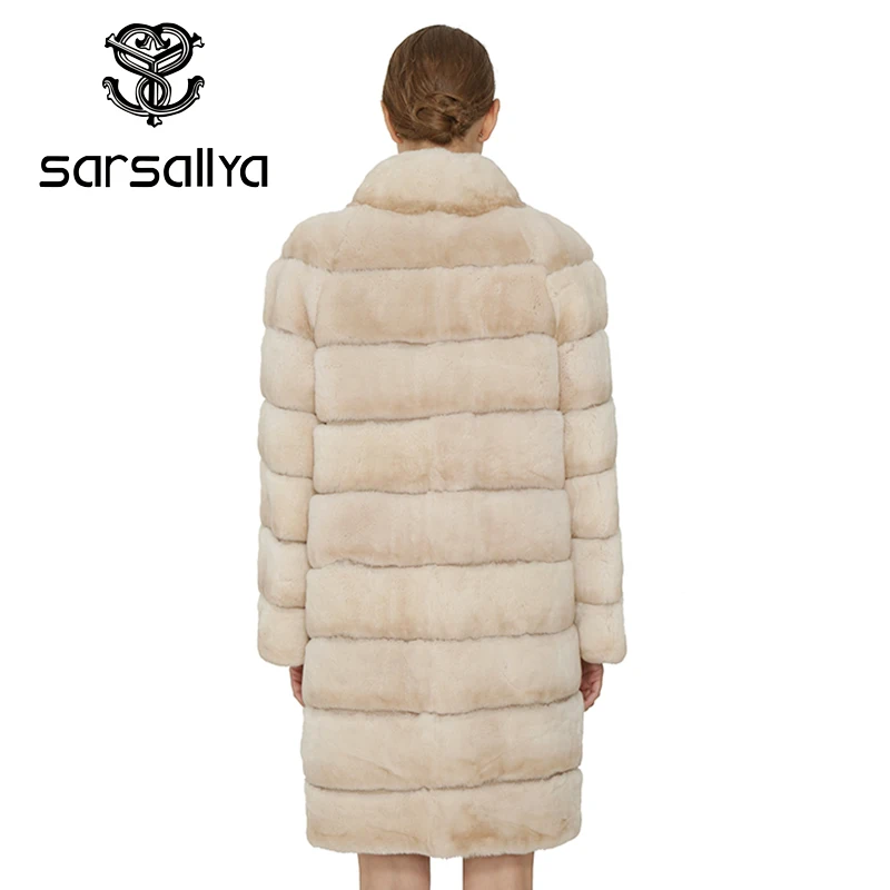 SARSALLYA Natural Rex Rabbit Fur Women Coat Fashion Winter Jacket Real Fur Coat Vest Women Clothing Female Outcoat