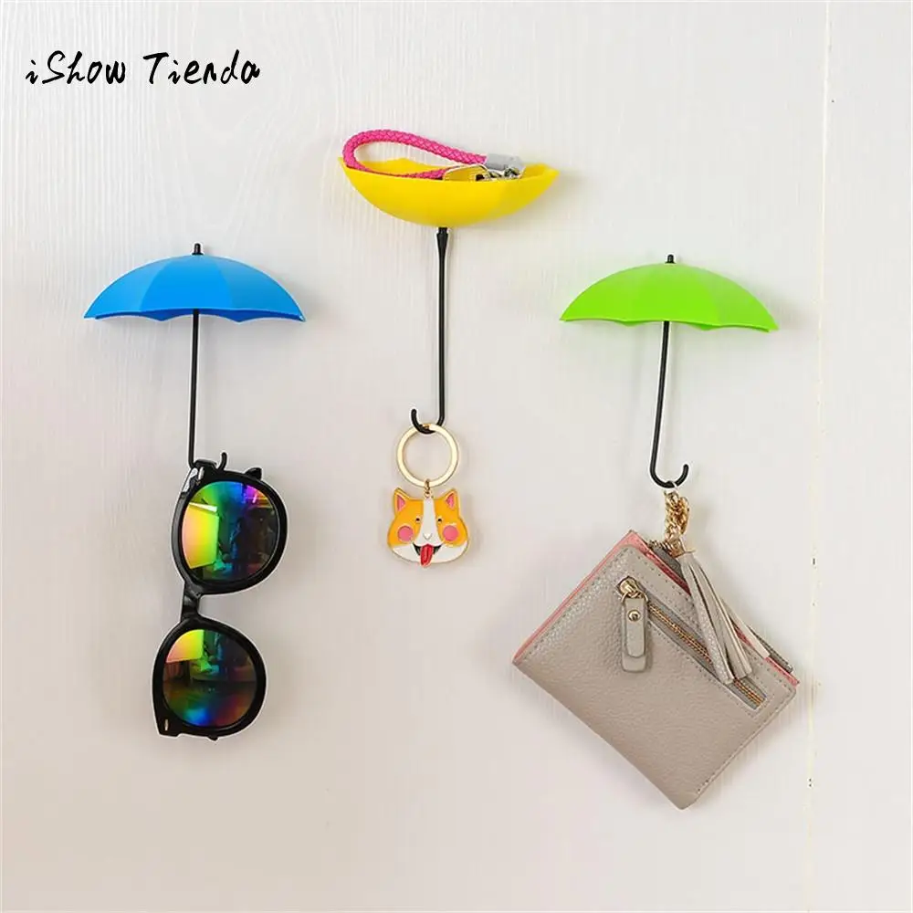 

12Pcs Colorful Umbrella Wall Hook Key Hair Pin Holder for Coats Hats Towels Family Robe Hanging Decorative Organizer