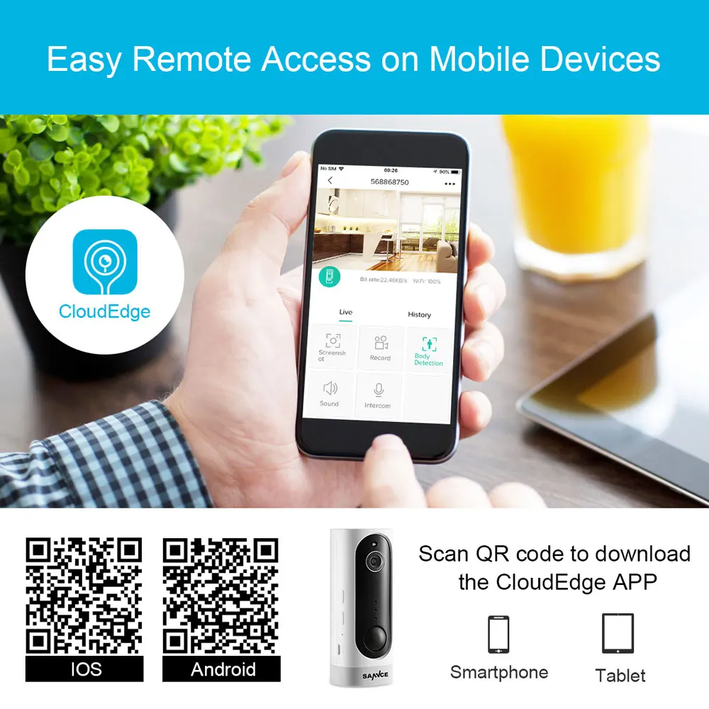  SANNCE Home Security 720P HD Mini IP Camera WiFi Wireless Night Vision Camera 3000mA Rechargeable B