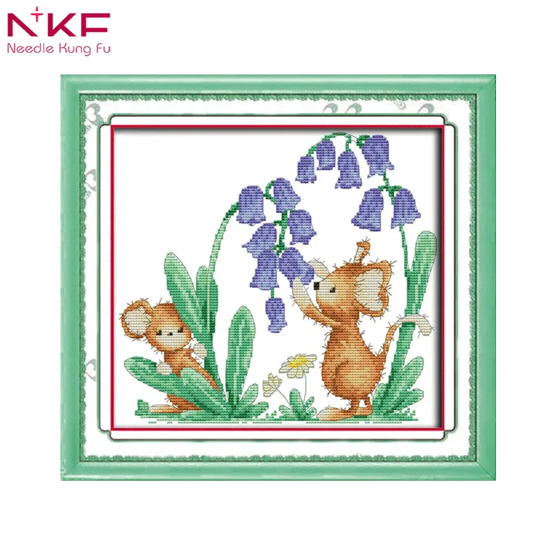 

Bluebells and mice patterns counted print on canvas chinese cross stitch kits embroidery needlework sets diy DMC 14CT home decor