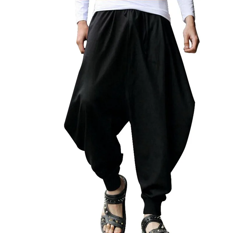 Прямая LOOZYKIT мужские s Мальчики Бохо хиппи Мешковатые широкие брюки мужские торговые шаровары свободные широкие удобные брюки - Цвет: Black