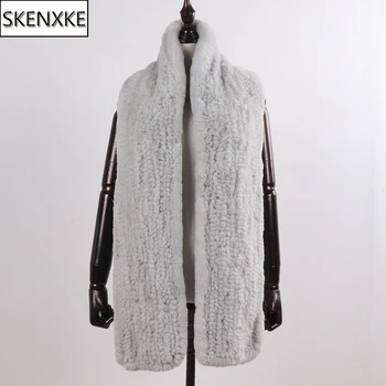 

2019 New Luxury Russian Women Real Rex Rabbit Fur Scarves Lady Long Style Natural Rex Rabbit Fur Scarf Winter Thick Fur Muffler