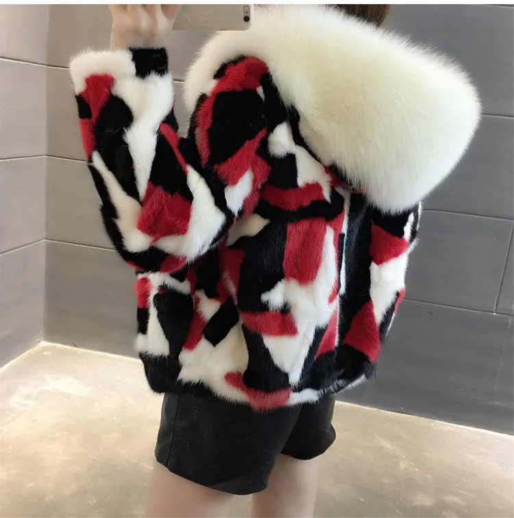 Perfect New winter Women Natural Real Pieces mink fur coat hooded with fox collar Mink Fur Jacket Outwear 9 Perfect New winter Women Natural Real Pieces mink fur coat hooded with fox collar Mink Fur Jacket Outwear 9