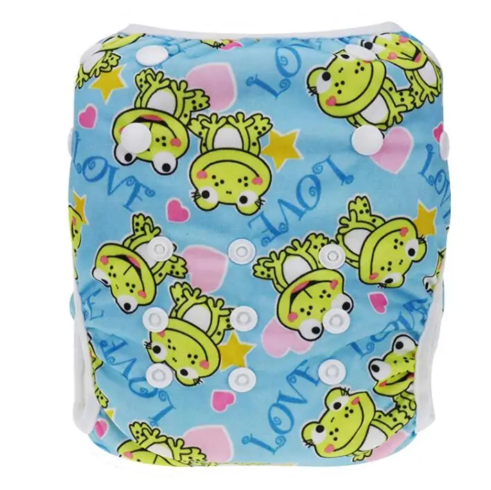 Детский купальный чехол для подгузника герметичный Регулируемый многоразовый подгузник для маленьких мальчиков и девочек от 0 до 3 лет - Цвет: Frogs