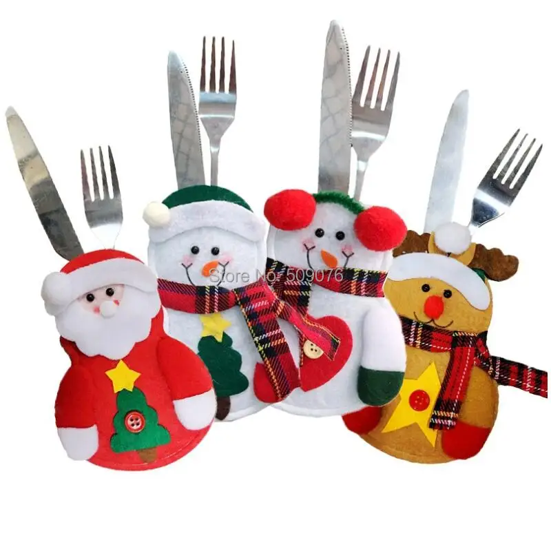 

6PCS/lot Home Cutlery Pocket Fork Knife Tableware Pouch Santa Claus Dinner Table Decor Christmas Home Decoration