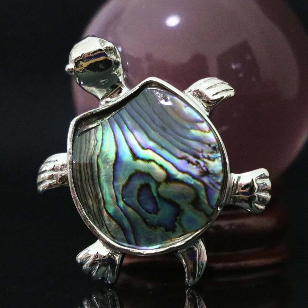 

Newly natural abalone pendant 34x41mm silver-color animal design cute tortoise hot sale jewelry B1133