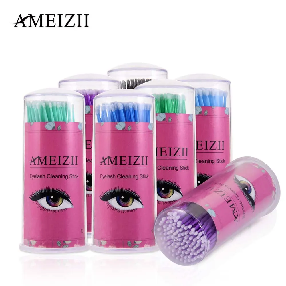 

AMEIZII 100Pcs/Pack Durable Micro Makeup Brushes Eyelash Extension Individual Disposable Brushes Applicators Sticks Makeup Tools