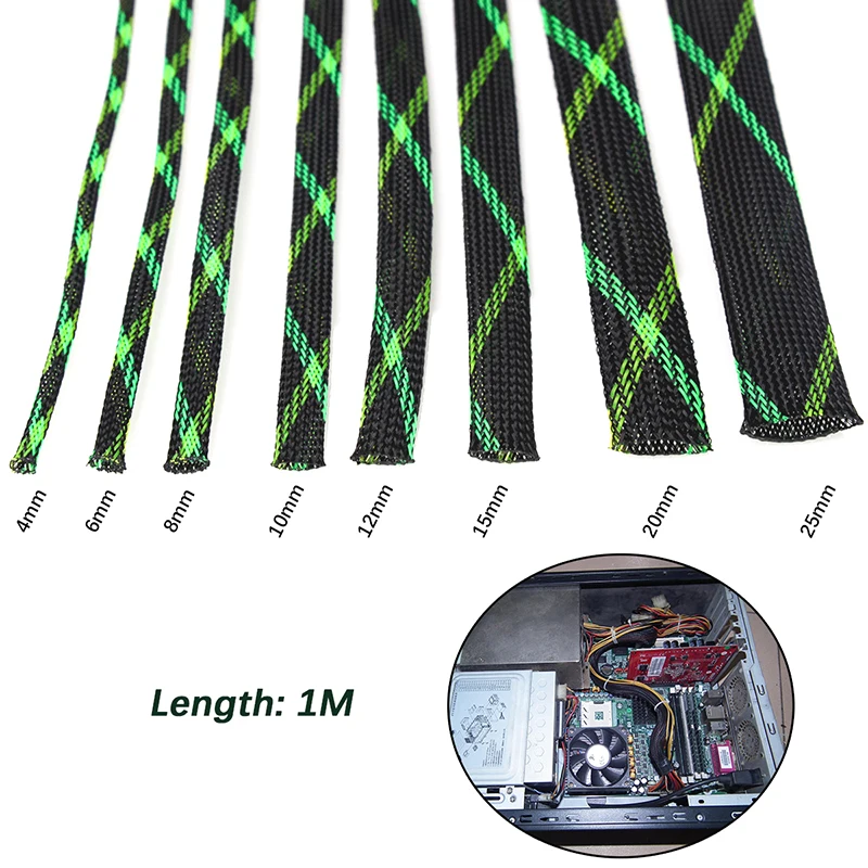 

1M Insulation Braided Cable Sleeve Wire Protection Tight PET Nylon Expandable Braided Cable Sleeving 4/6/8/10/12/15/20/25mm