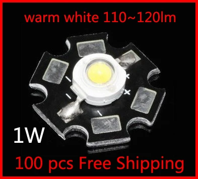 

1W 110lm-120lm High Power Taiwan Epistar Chip LED Bulb Lamp Beads / Warm White / with aluminum heat sink/100pcs
