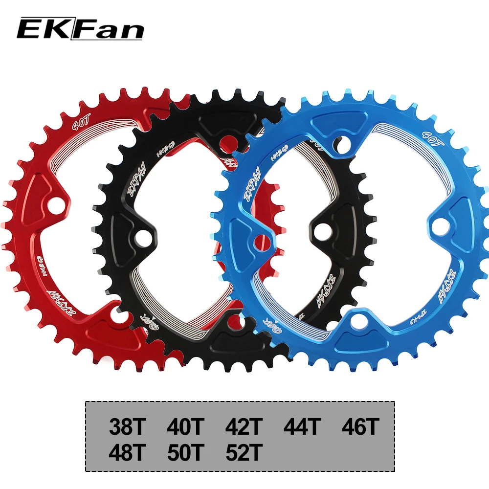 EKFan 38T/40T/42T/44T/46T/48T/50T/52T круглая велосипедная цепь 7075 T6 MTB кривошипная система