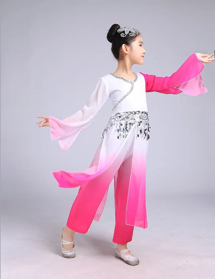 Детские Классические танцевальные костюмы Hanfu Янко для девочек элегантная