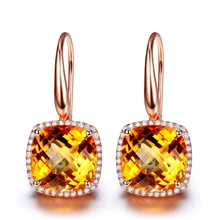 7CT цитриновые серьги AAAA 0.2CT алмаз Earrings18K из розового золота для Для женщин изысканное украшение на свадьбу/Обручение/вечерние покрытые настоящим золотом серьги
