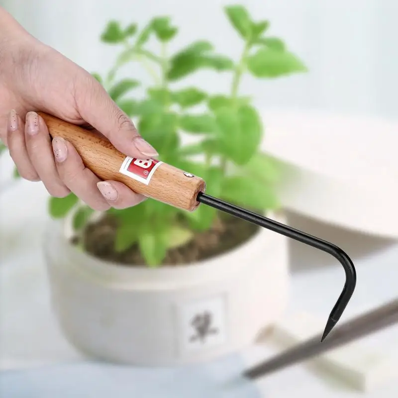 Крепкая ручка садовые инструменты бонсай крюк для удаления корней с удобной деревянной марганцевой стали