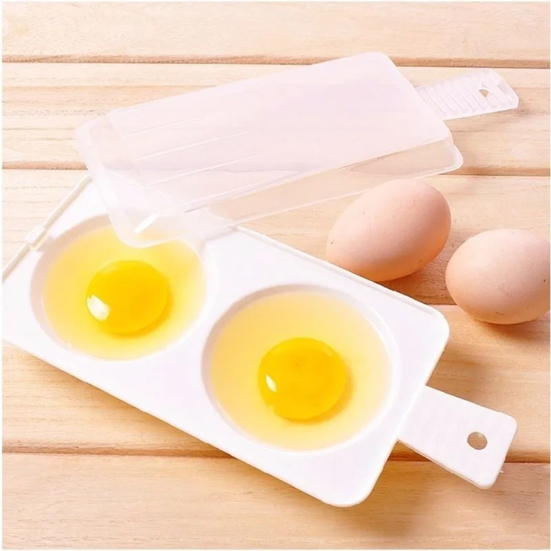 1pcs Microwave Egg Box Plastic Cooker Oven Boiler Omelettes Box Cookware Poached 2 Eggs Boiling Cooking Boilers Kitchen Accessories (1)