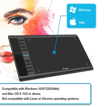 Ugee Digital Graphics Tablets M708 V2 "10x6'' inch Drawing Tablet for painting 8192 Pressure with Passive Pen Anti-fouling glove