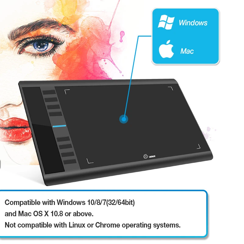 Ugee Digital Graphics Tablets M708 V2 "10x6'' Inch Drawing Tablet For