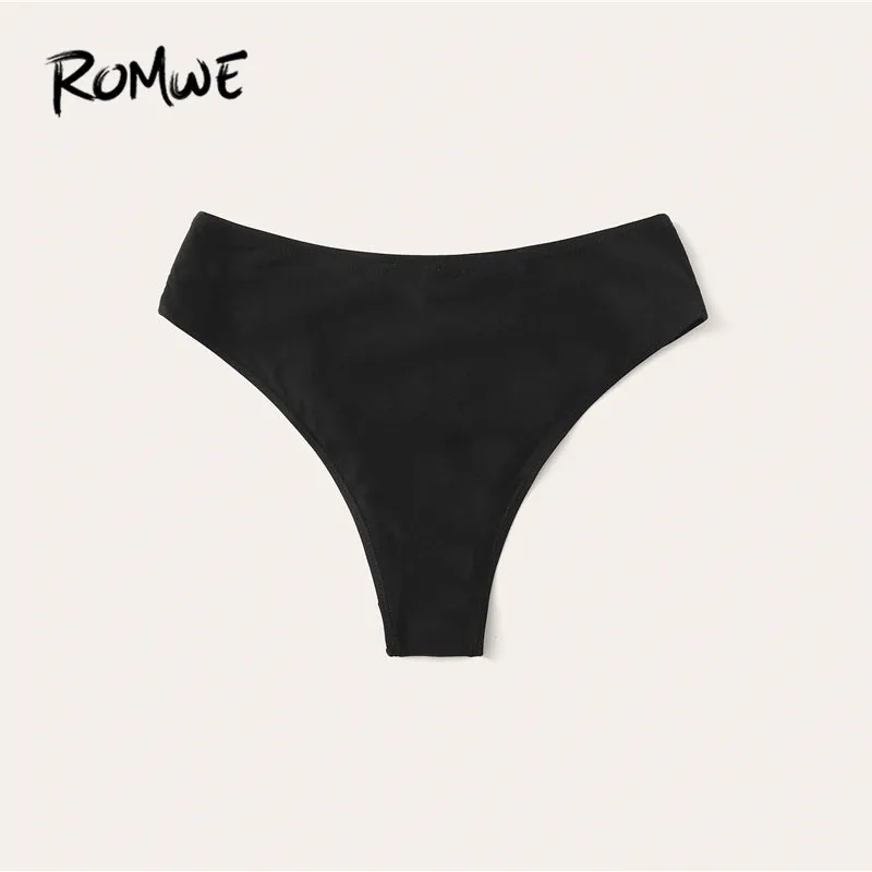 

Romwe Sport Solid Swimsuit Panty Summer Casual Beach Bikini Bottoms Ladies Swimwear Women 2019 Bathing Suit Bottoms 2 Colors