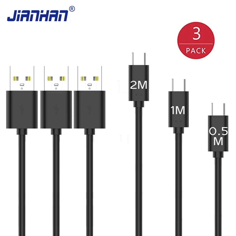 Плоский кабель Micro USB 3 шт. 0 5 м/1 м/2 м зарядное устройство для быстрой зарядки и