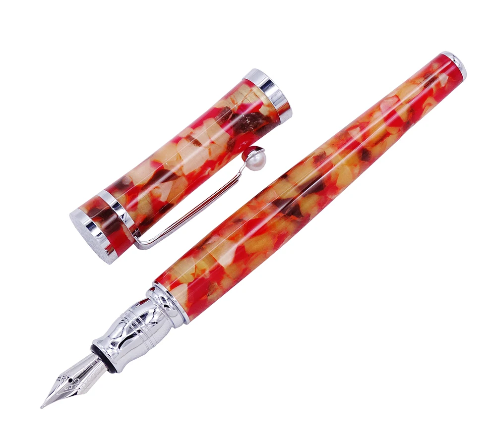 Escritório de Negócios em Casa Fuliwen Celulóide Caneta Fonte Maple Folha Laranja Fino Nib Moda Escrita Presente Material Escolar 2 Cheap Canetas tinteiro