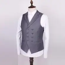 Double-breasted suit vest men formal wedding the groom suit vest with high quality custom lapel men’s vest