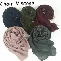 Solid hijab scarf gold beads muslim cotton scarves chain plain wraps shawls fashion headband long scarves 180*80cm