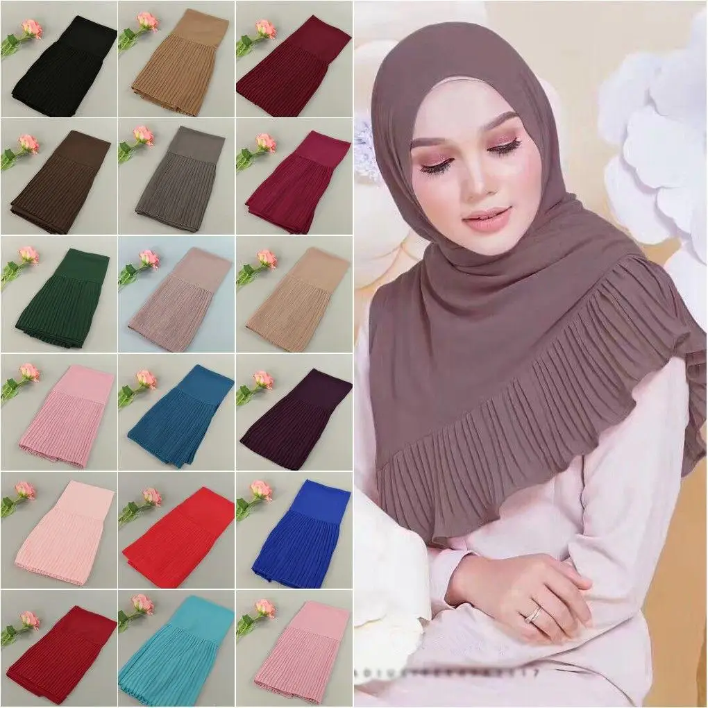 

2024 Plain Jersey Scarf Long Women Islam Maxi Crinkle Cloud Hijab Scarf Shawl Muslim Long Shawl Stole Wrap Chiffon Plain Scarf