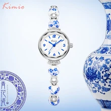 KIMIO Retro Really Chinese Ceramic Watch Blue And White Porcelain China Auspicious Pattern Bracelets Women Watches Luxury Brand KIMIO Retro Really Chinese Ceramic Watch Blue And White Porcelain China Auspicious Pattern Bracelets Women Watches Luxury Brand