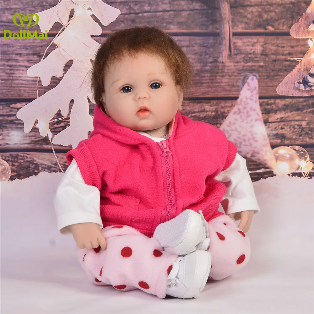 

Cute Bebes Reborn menina 18"42cm vinyl silicone reborn baby doll vinyl newborn bebes dolls gift toys for child