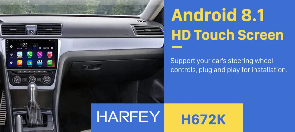Best Harfey Car Radio For 2013 2014 2015 VW Volkswagen Passat 2 DIN Android 8.1 10.1" WIFI Bluetooth GPS Navigation Multimedia Player 0