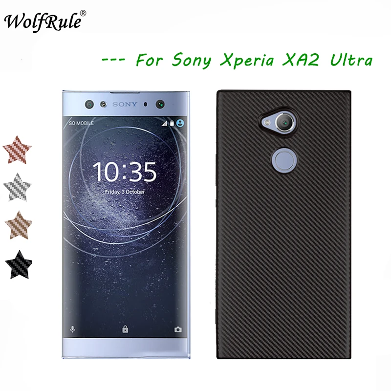 WolfRule For Case Sony Xperia XA2 Ultra Cover Luxury Full Protection Carbon Fiber Soft TPU Shell H4233 |