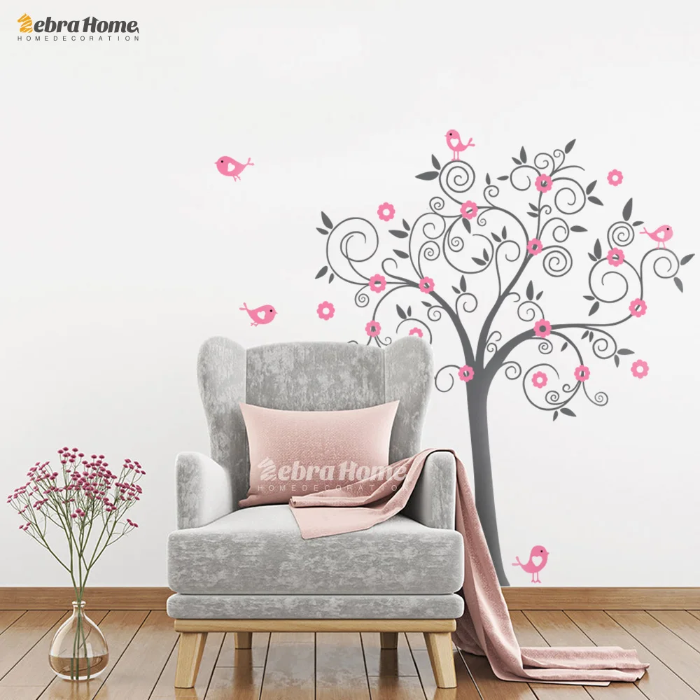 

Birds Flowers Art Vinyl Tree Wall Stickers For Kids Room Home Decor DIY Child Wall Christmas Decals Nursery Baby Room Decoration