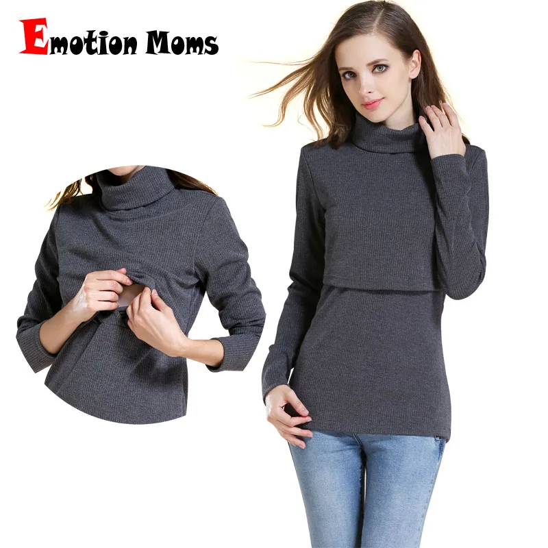 Emotion Moms/зимняя водолазка; теплая хлопковая футболка с длинными рукавами для беременных; топы для кормления; Одежда для беременных женщин