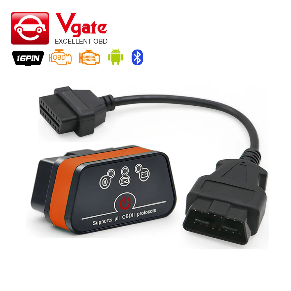 

Vgate iCar2 ELM 327 Bluetooth Adapter V2.1 OBD2 Auto OBD Scanner Car Code Reader ELM327 Diagnostic Scan Tool 16pin OBDII cable