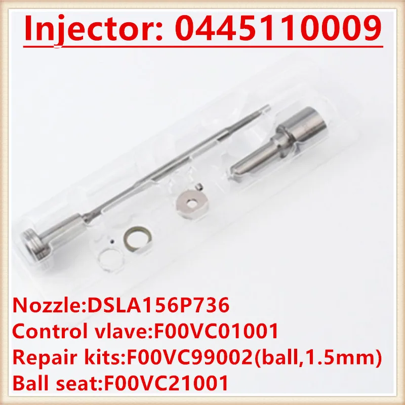 

Injector overhaul kits nozzle DSLA156P736 (0433175163) valve F00VC01001 for 6110700487 0445110009