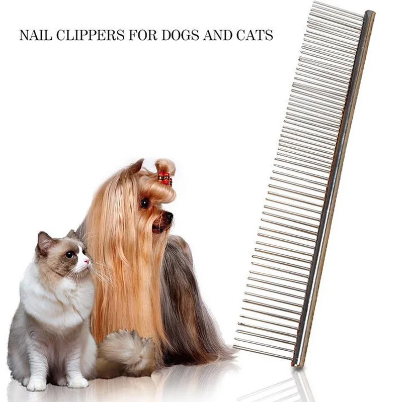 

Stainless Steel Pet Hair Trimmer Comb Grooming Asymmetric Cat Dog Hair Grooming Straight Comb For Dogs Puppy Hair Shedding Tool