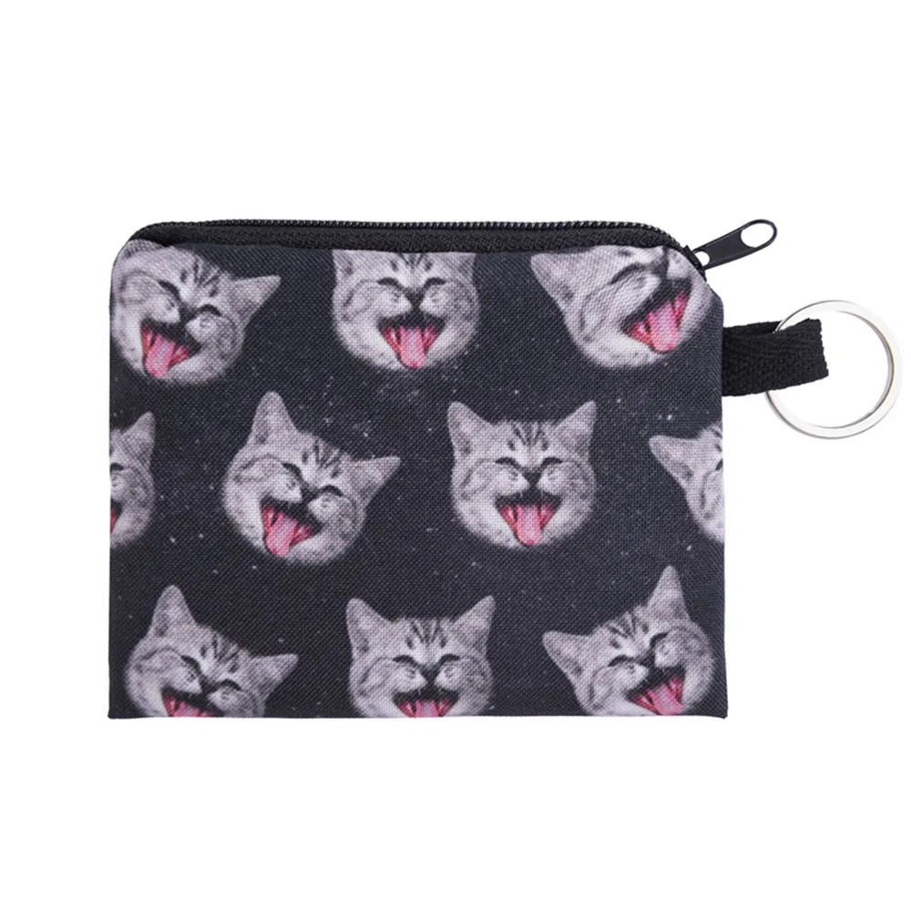 

Cartoon Animal Cute Cat Design Women Girl Canvas Coin Purse Small Wallet Earphone Card Key Money Bags Storage Bag