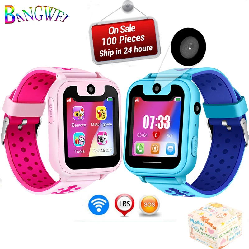 Kopen BANGWEI2018 Hot kinderen telefoon horloge SOS NOODOPROEP verlichting horloge LED kleur screen gezondheid en veiligheid Kid positionering horloge