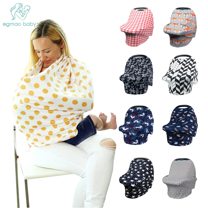 

Baby Car Seat Cover - Multi Use Nursing Cover Pattern - Ideal Grocery Cart Cover and Stretchy Canopy Covers- Perfect Baby Gift